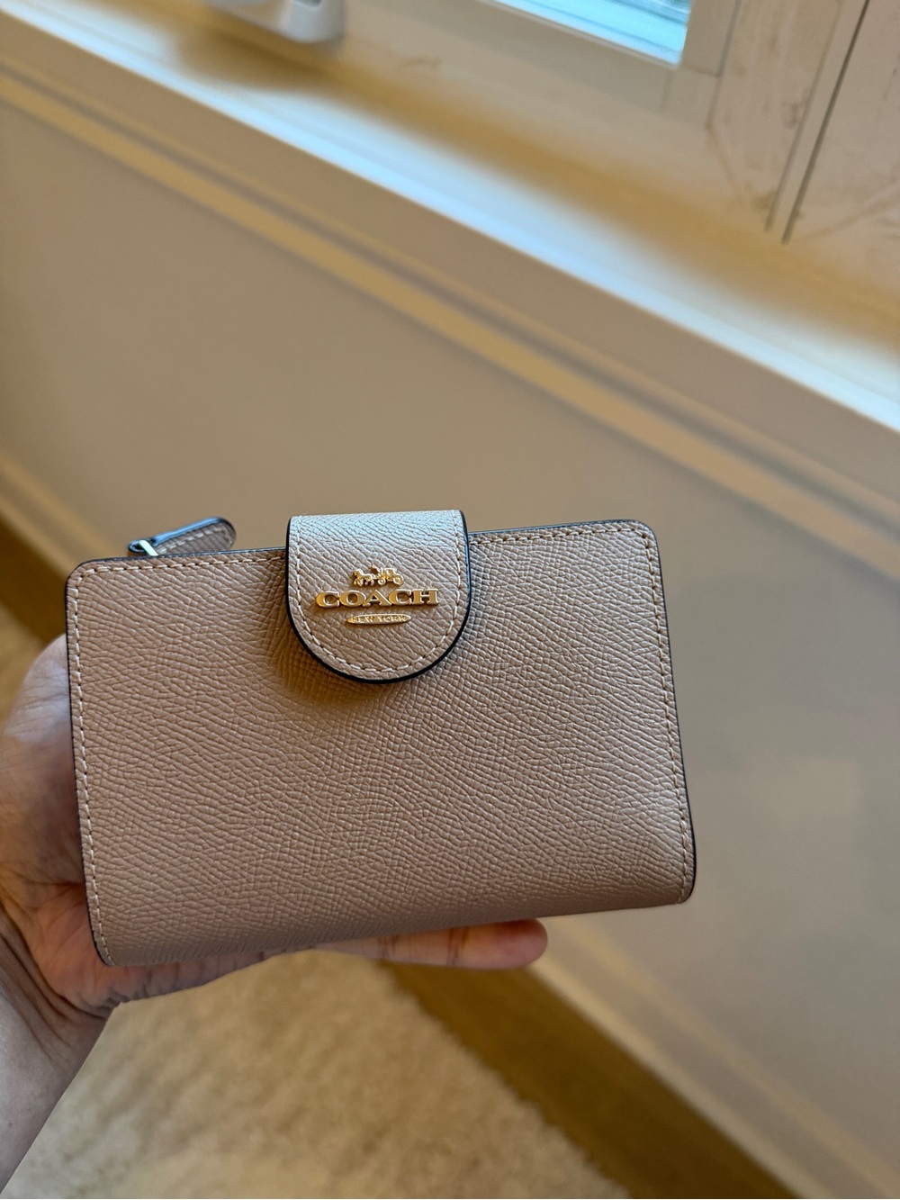 Coach Leather Wallet in Light Taupe